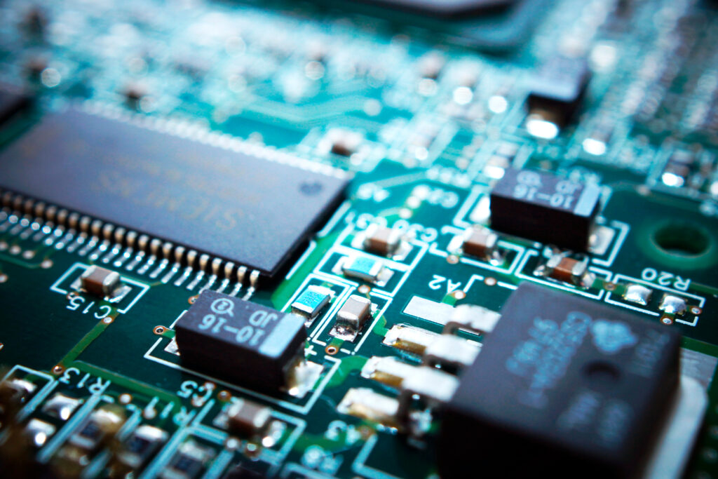 Close-up of a printed circuit board for circuit board recycling services