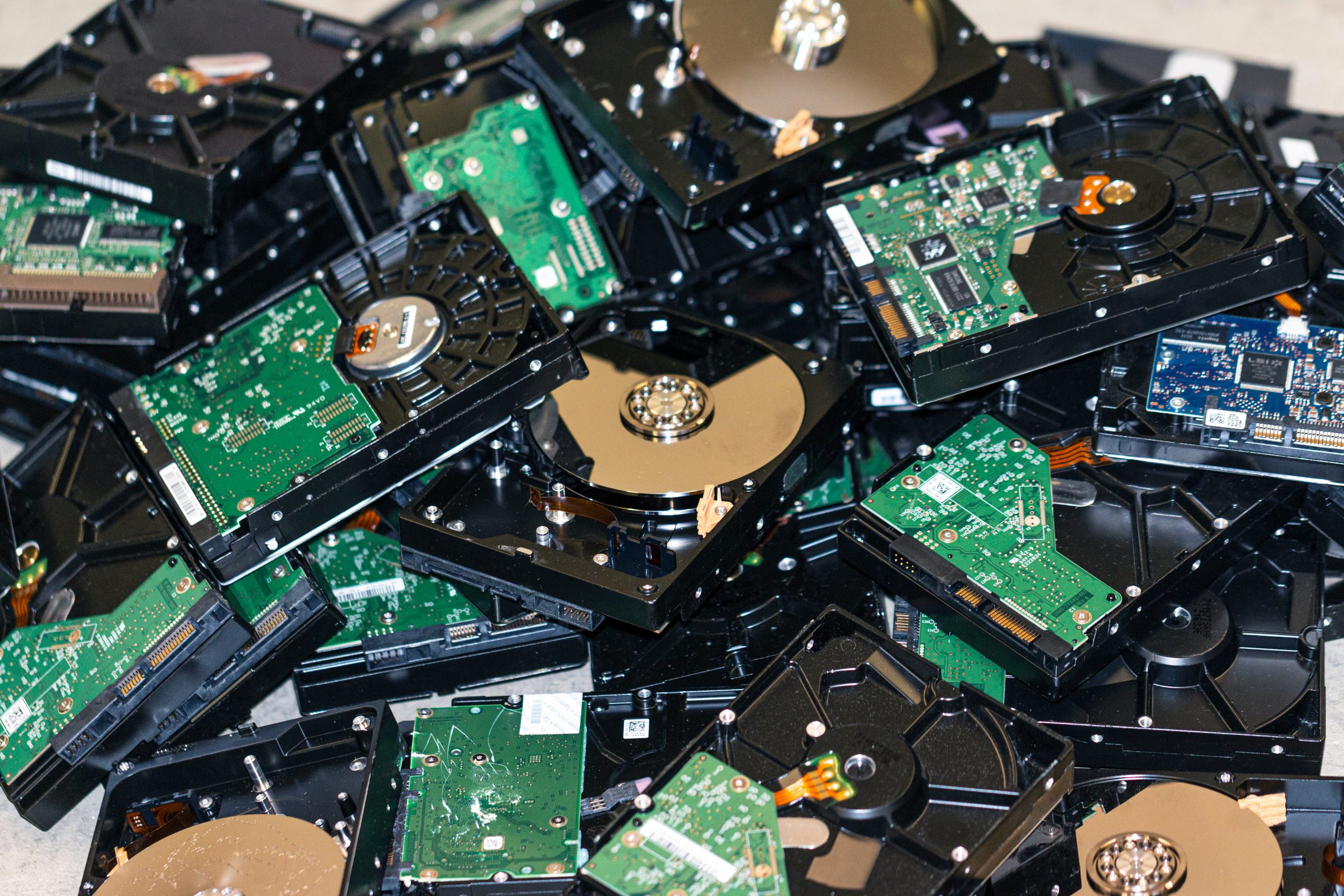 A heap of hard drives