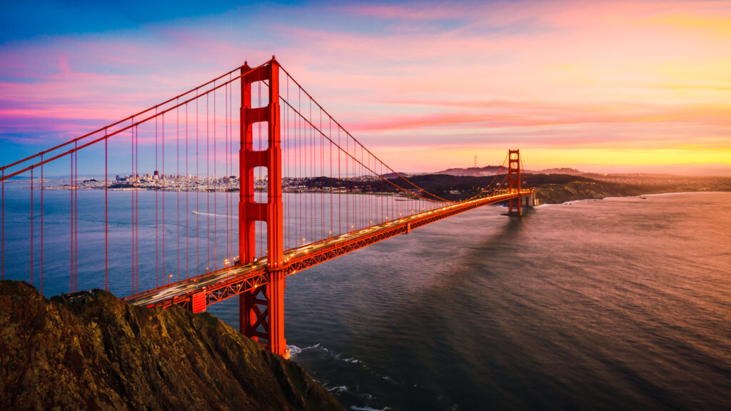 The Golden Gate Bridge in California, the state where the advanced recovery fee is in effect